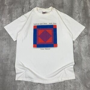 Vintage Traditional Quilt Blocks T-Shirt Mens Large Amish Series Center Diamond